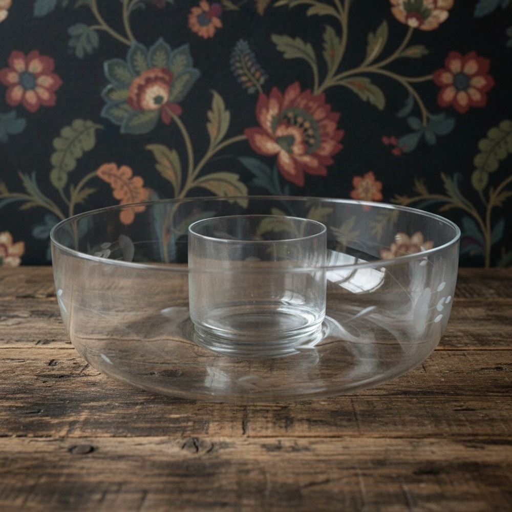Princess House Clear Crystal Chip and Dip Bowl Heritage